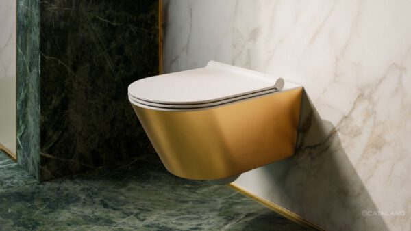Catalano Zero WC  bez kołnierza z powłoką biała/złota 55x35 cm + mocowania - 1VS55NRBO