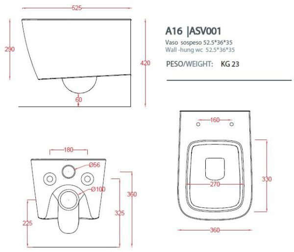 ArtCeram A16 Zestaw WC 52x36 cm Rimless z deską  wolnoopadającą Slim - ASV00301;00+ASA001