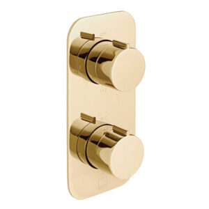 VADO Zestaw prysznicowy  termostatyczny  z deszczownicą 30cm i słuchawką prysznicową złoto polerowane - IND-SS-TAB1-BG