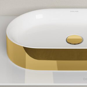 Catalano Horizon Umywalka nablatowa 60x35 cm złota/biała -160AHZBO