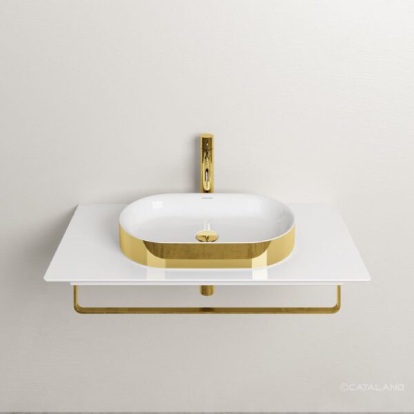 Catalano Horizon Umywalka nablatowa 60x35 cm złota/biała -160AHZBO