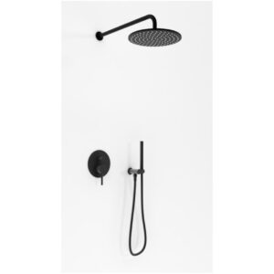 KOHLMAN AXEL BLACK zestaw prysznicowy podtynkowy z deszczownicą 25cm czarny mat - QW210ABR25