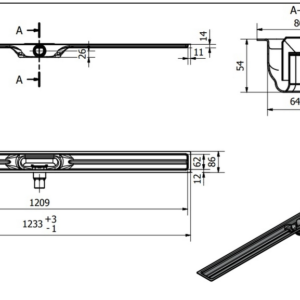 I-Drain One Abs Linear 54 Odpływ Liniowy + Ruszt Tile 120cm